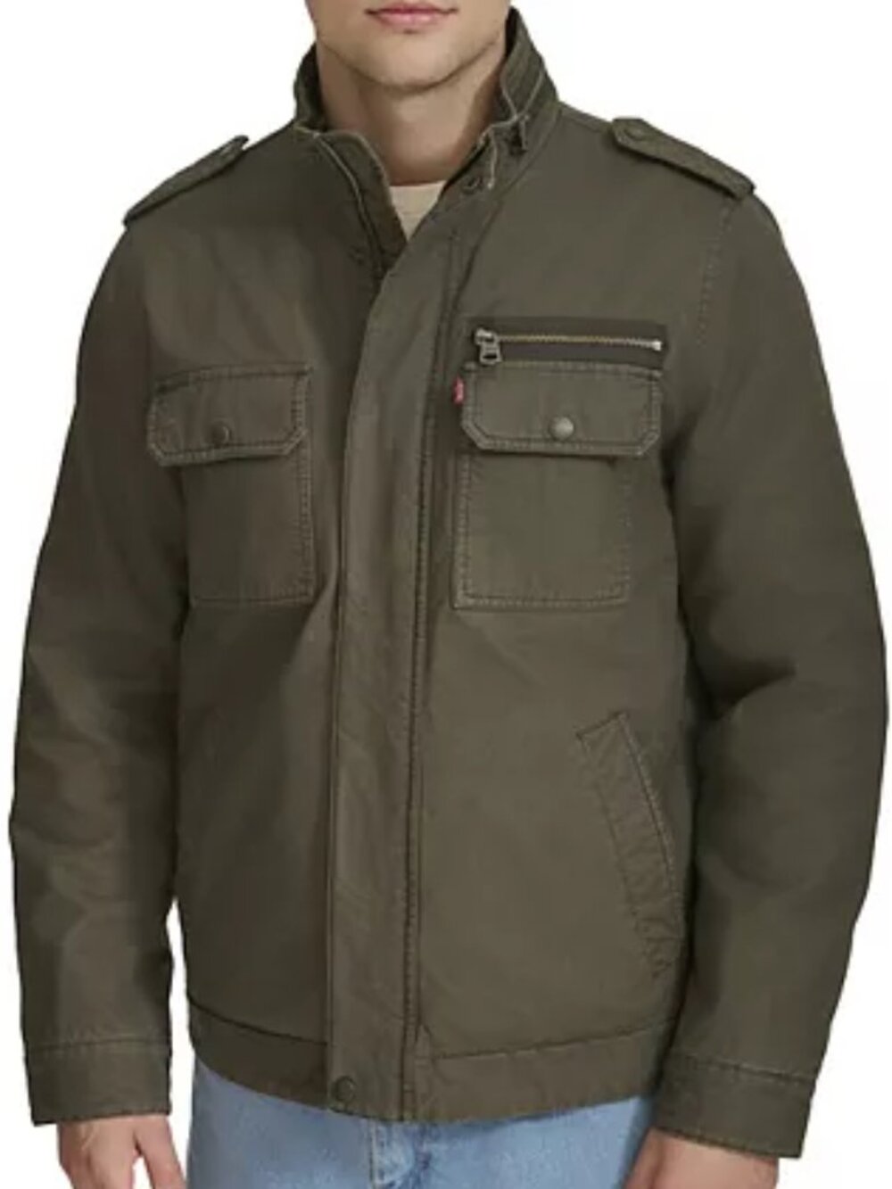 Men's Levi's Cotton Military Jacket, Color: Olive, Size: Small